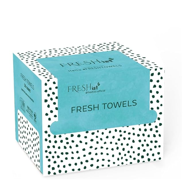 FRESH TOWELS Disposable Face Towels, Makeup Removal Face Towelettes & Dry Wipes, 50 Ct, 1 Pack