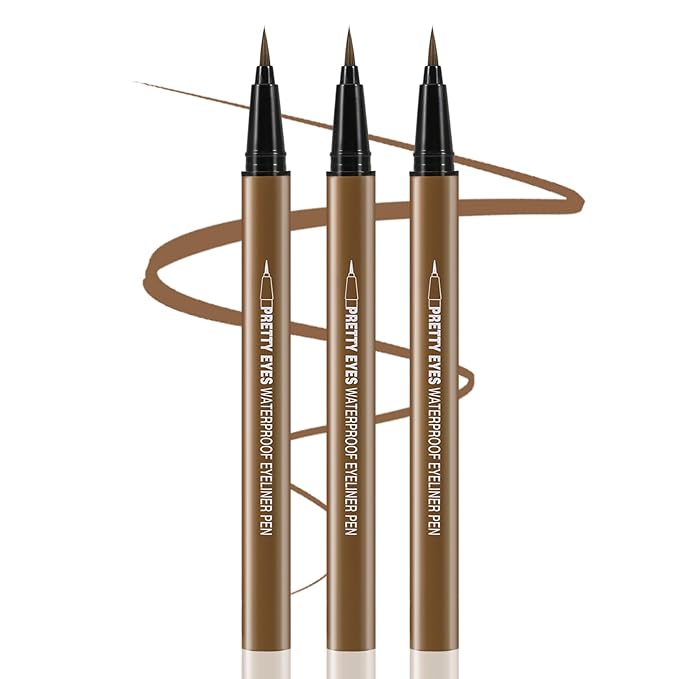 Boobeen 3pcs Liquid Eyeliner Pen, Matte Eye Liner with Precision Tip, Long Lasting Eyeliner Pencil for Bold Eye Makeup, Glides on Smoothly