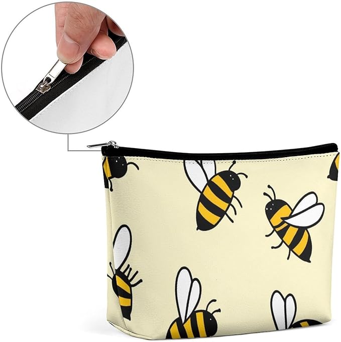 Personality Fashion Zipper Cosmetic Case, Portable Makeup Case, Toiletry Bag, Cute Bee Pattern Travel Cosmetic Toiletry Bag