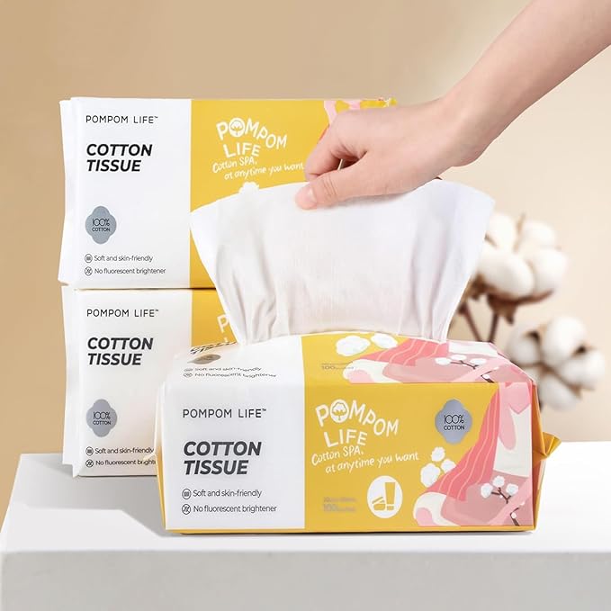 Disposable Face Towel 300 Cont, 7.9"X7.9"Clean Face Towelettes for Washing Face, 100% Cotton Soft Dry Wipe, Biodegradable Face Towels & Facial Tissuel Travel Size for Cleaning,Makeup Removal