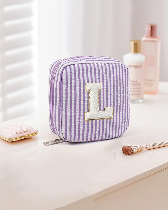 Monogram Cute Cosmetic Bag Travel Bag - Large Makeup Bag Make Up Bag Cosmetic Bag Personalized Daughter Sister Gifts for Women Her Bridesmaid Gift Preppy Makeup Bag Gifts