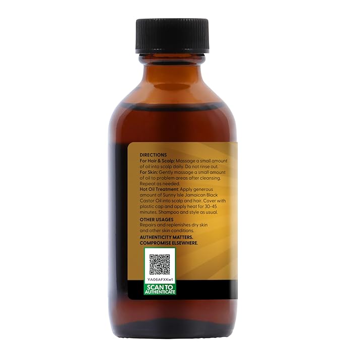 Sunny Isle Extra Dark Jamaican Black Castor Oil 2oz | 100% Natural High Potency Treatment for Hair, Scalp and Skin