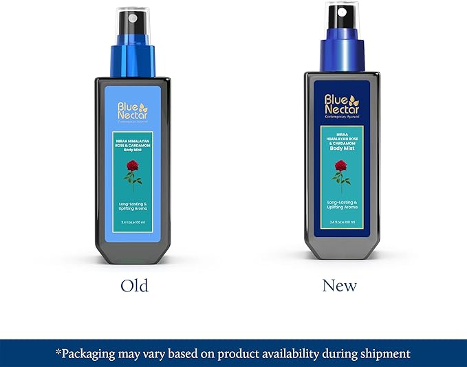Blue Nectar Uplifting Body Mist with Himalyan Rose and Cardamom for long lasting freshness and aromatic body odor (3.4 Fl oz)