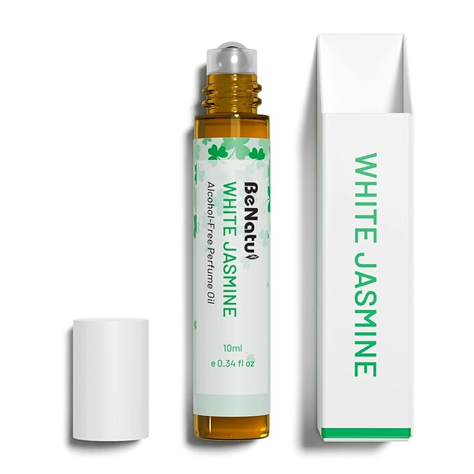 benatu Jasmine Perfume Oil Roll On for Women, Alcohol Free Eau de Parfum,Travel Size Essential Oil Body Fragrance, Concentrated Rouge Floral Scent, 10 ml