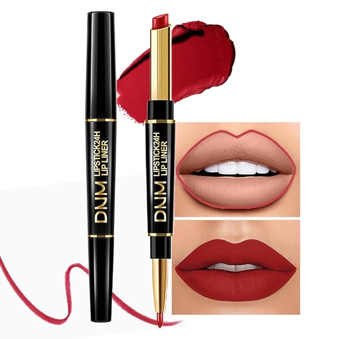 evpct 1Pcs Ruby Red Lip Liner and Lipstick Set Kit for Women Matte Lips Kit with Lip Liner Lip Stains Long Lasting Waterproof 24 Hour Lipstick and Lip Liners Combo Lipliners Pencil Set 01#