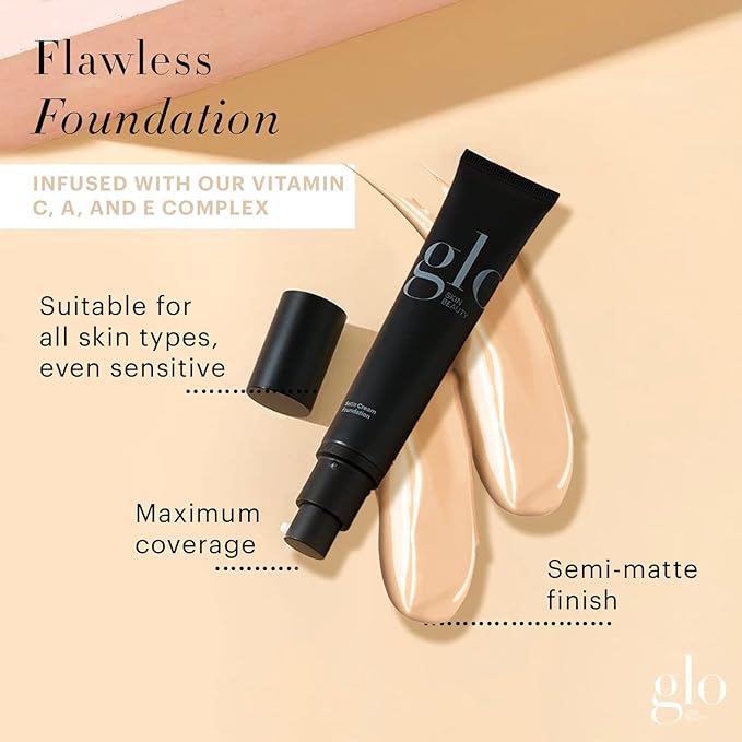 Glo Skin Beauty Satin Cream Foundation in Golden Fair - Liquid Mineral Makeup - 15 Shades, Full Coverage, Semi Matte Finish