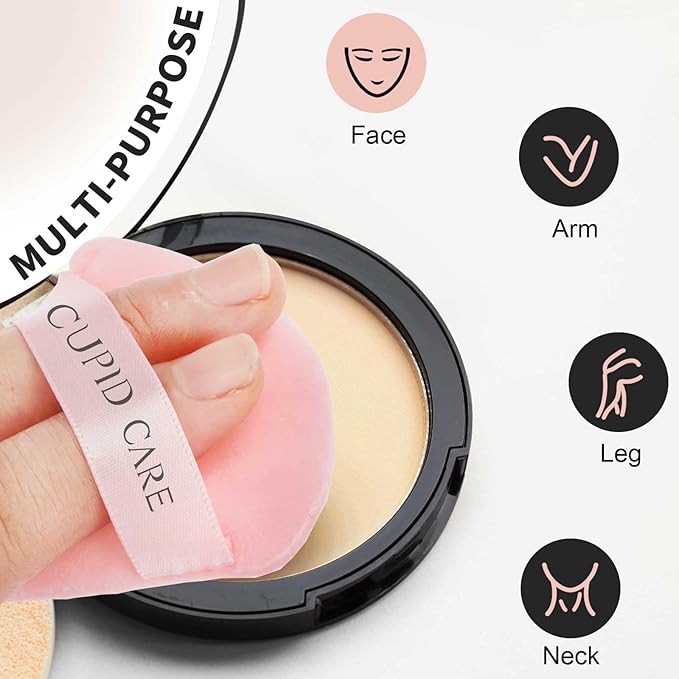 6 Pcs Powder Puff with 2 Travel Cases, Setting Powder Puffs for Face Powder and Foundation, Velour Makeup Puff for Loose Powder Body Powder, Skin-Friendly, Beauty Makeup Tools-Pink/Red