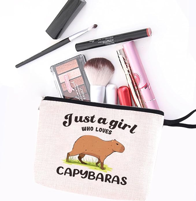 Funny Capybara Makeup Bag Capybara Gifts Capybara Themed Gifts for Girls Women Bestie Best Friend Capybara Animal Lover Gifts for Women Cosmetic Bag Zipper Pouch Travel Bag Graduation Birthday Gifts