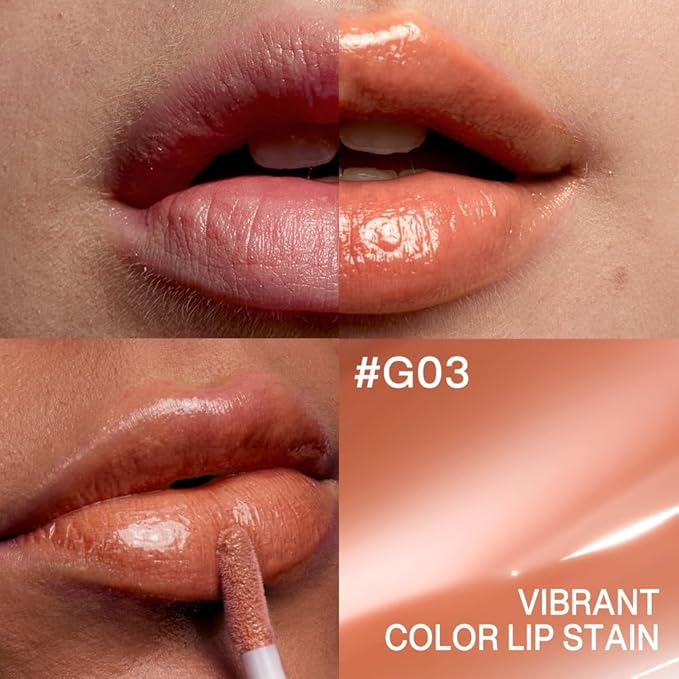 INTO YOU Lip Stain Long Lasting, Lip Gloss, Lip Tint, Lip Plumper Gloss, Glitter Lip Gloss, Liquid Lipstick, Vivid Color, Smudge-Proof, Lightweight, Naturally Moisturizing, Lip Oil For Dry Lips (G03)