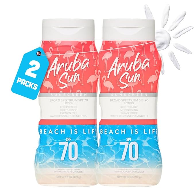 SPF 70 Sunscreen Lotion 16oz 2-Pack - Reef Act Compliant no 67 Octinoxate & Oxybenzone Free - Sun Screen Broad Spectrum UVA/UVB - Sunscreen Waterproof and Non-Greasy