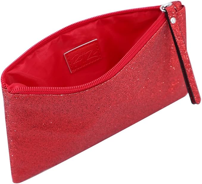Celestial Glitter Makeup Pouch – Six Stunning Shades - Festive Cosmetic Bag (Aurora Red)