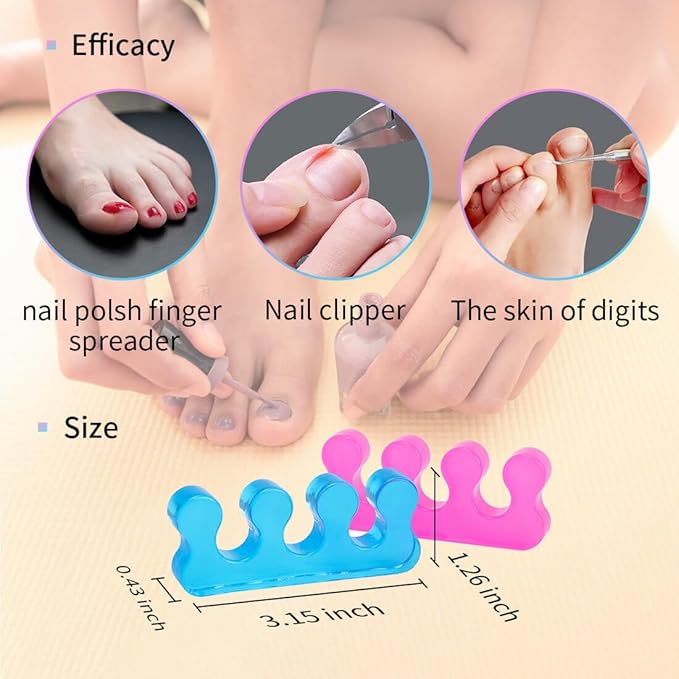 SUNFATT Toe Separators for Women,Toe Spacers for Women,Repeatable Washable Toe Separators,Toe Separators for Nail Polish Application,Soft Gel Pedicure Tools.