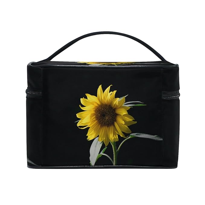 senya Travel Makeup Bags With Zipper Sunflower In The Dark Cosmetic Bag Toiletry Bags Train Cases Storage Bags Portable for Women Girls