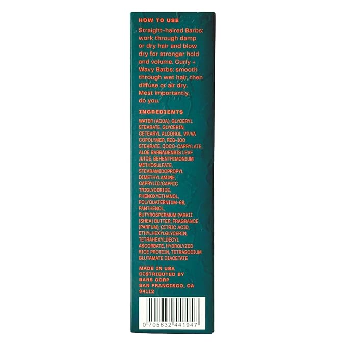 Barb Styling Cream for Women and Men - Soft Hold Hair Styling Cream for Curl Definition and Frizz Control - Lightweight, Natural Finish - Original Scent - 3 fl oz