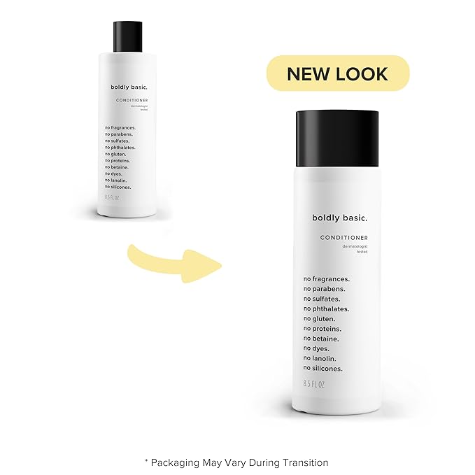Boldly Basic Fragrance Free Conditioner - Gentle on Sensitive Skin and Hair - Unscented - Dermatologist Tested - No Sulfates, Parabens or Gluten - Non Comedogenic and Hypoallergenic