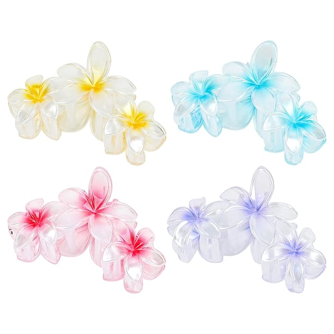 Ondder 4 Pcs Flower Hair Clips for Women 4.5 Inch Claw Clips Large Matte Hair Clips for Thick Hair Non Slip Strong Hold Big Hair Clips for Girls Jaw Hair Clips Hair Accessories for Women Girls