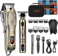 Professional Hair Clipper Set, Digital Display Trimmer Kit with Accessories, Barber Case and Cape, Vintage Design