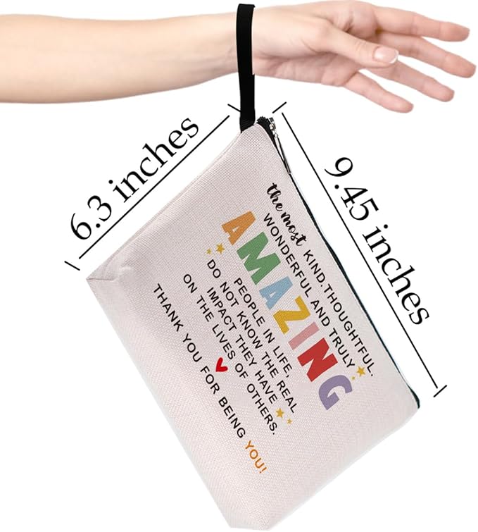 Teacher Appreciation Gifts Inspirational Makeup Bag Friendship Gifts for Women Female Teacher Social Worker Coworker Mom Encouragement Gifts Thank You Gifts Cosmetic Bag Graduation Birthday Gifts
