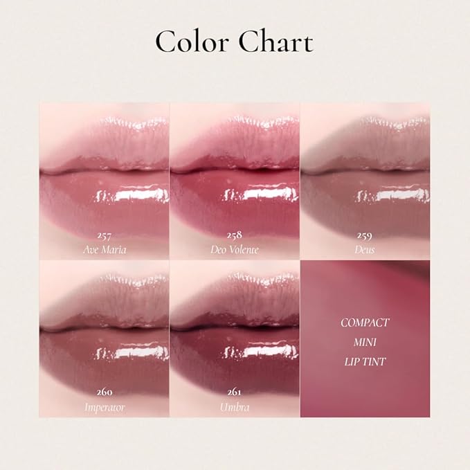 DINTO Blur-Glowy MINI Lip Tint (257 Ave Maria) - Glossy Finish, Hydrating, Long Lasting, Lightweight Texture, Non-Sticky, Vegan & Cruelty-Free, Korean makeup (11 colors)