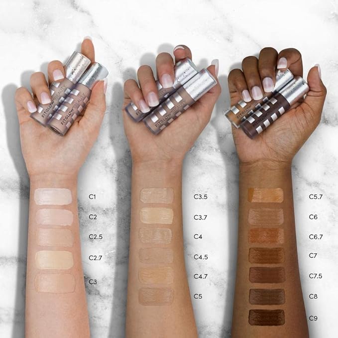 Fitglow Beauty Conceal+ | Vegan Full Coverage Concealer Skincare with Vitamin K + Green Tea | Corrects Dark Circles, Blemishes & Redness | Non-Creasing, Natural Finish | C4-6g