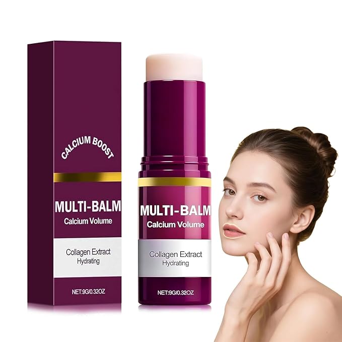 Calcium Multi Collagen Moisturizing Stick - Hydrating & Firming Balm for Eyes Lips Neck, Anti-Aging Face Balm, Skin Barrier Repair Cream, Vitamin E Enriched