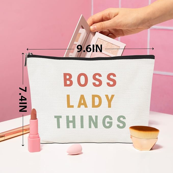 Boss Lady Gifts for Women Boss Gifts Makeup Bag Leadership Gifts Thank You Gifts Cosmetic Bag Zipper Pouch Promotion Appreciation Gifts for Coworkers Supervisor Manager Christmas Birthday Gifts