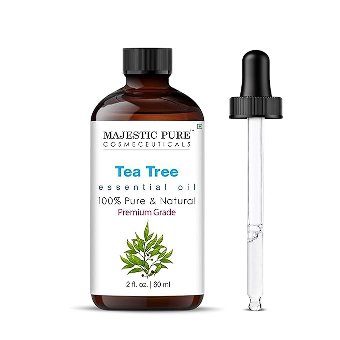 Majestic Pure Tea Tree Essential Oil with Glass Dropper - 2 Fl Oz - 100% Pure and Natural Tea Tree Oil - Premium Grade Essential Oils for Diffuser, Aromatherapy, Soap and Candle Making