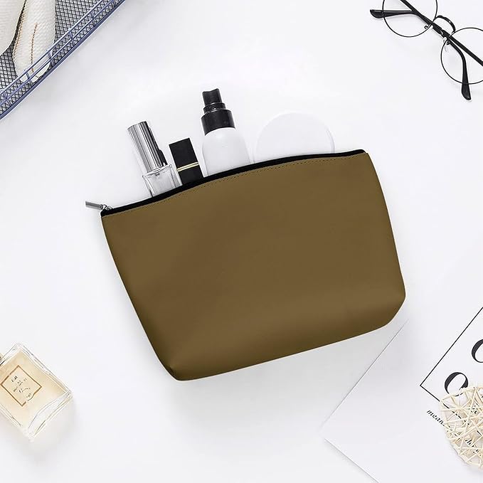 Small Zipper Cosmetic Case, Portable Makeup Case, Toiletry Bag, Travel Cosmetic Toiletry Bag Brown