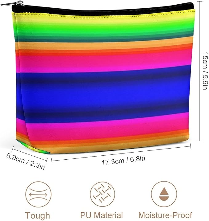 Women's Fashion Zipper Cosmetic Case, Portable Makeup Case, Personality Toiletry Bag, Travel Cosmetic Toiletry Bag Colorful Mexican Blanket Stripes