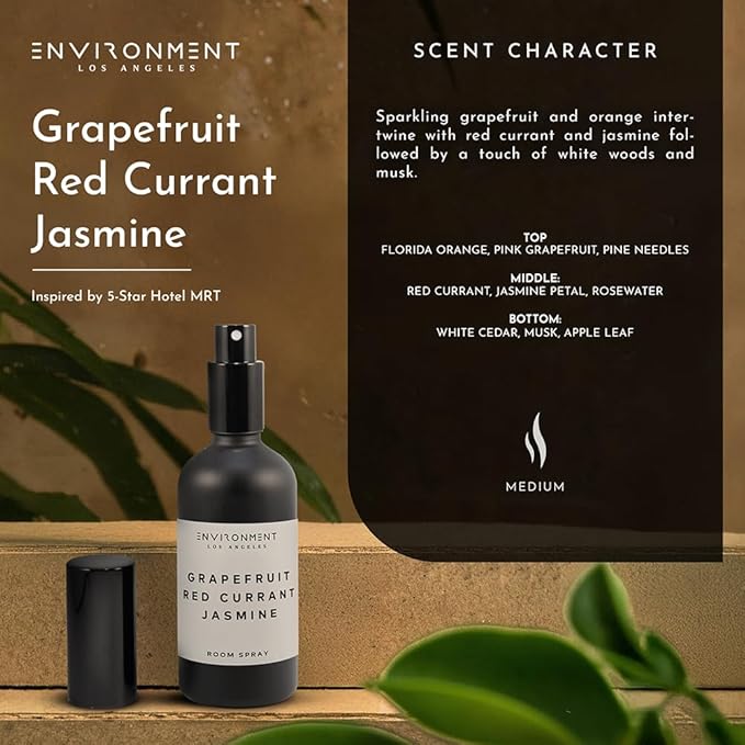 ENVIRONMENT Inspired by 5-Star Resort MRT Room Spray, 100ml Air Freshener (Grapefruit | Red Currant | Jasmine) Home Fragrance Accessories, Room Perfume, Room Deodorizer, Vegan & Cruelty-Free