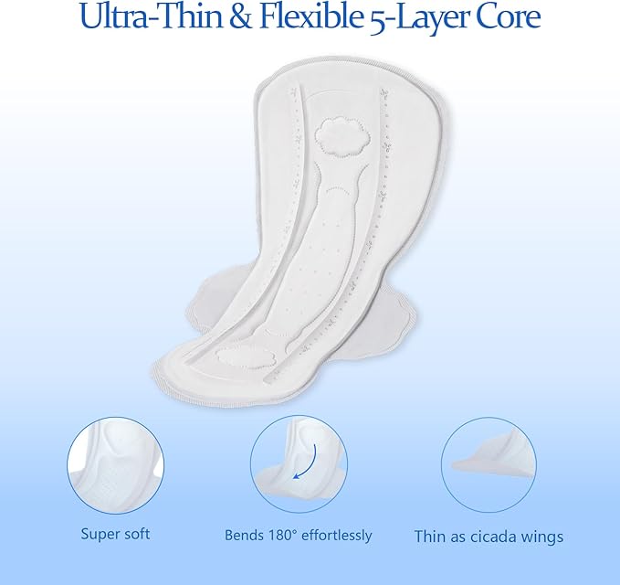 MODAL Pads for Women, Unscented Daily Thin Sanitary Pads for Period with Wings, 11.4 Inch(290 mm), Large, 6 Count