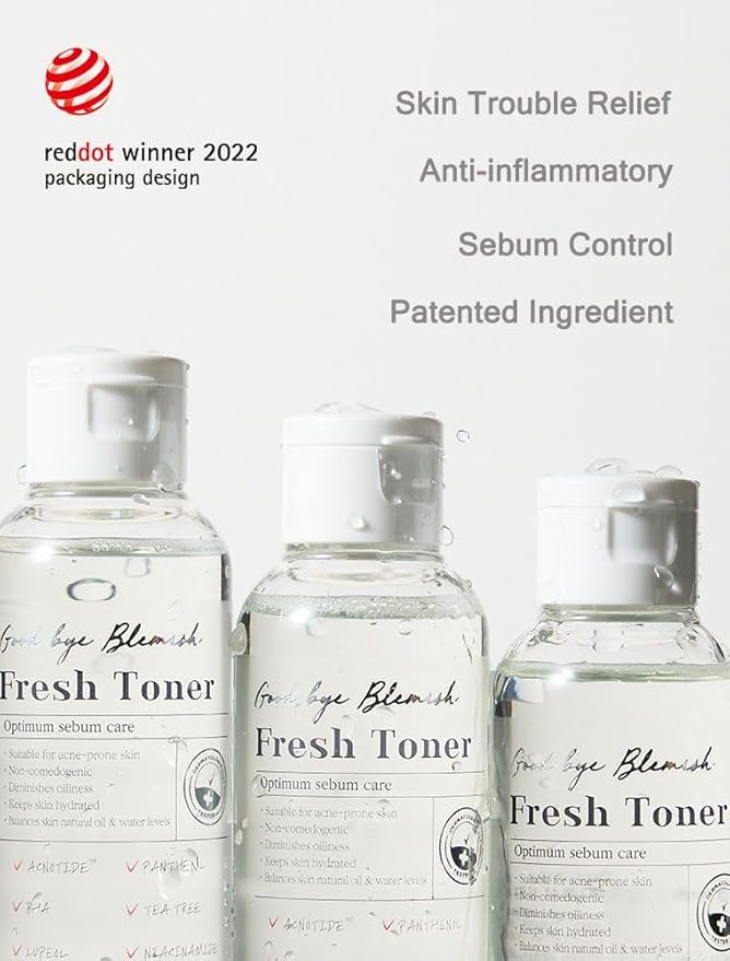 MIZON Goodbye Blemish Fresh Toner, BHA, Niacinamide for Excessive Sebum, Troubled Skin, Acne Treatment, Breakout Treatment, Korean Skincare, Acne Spot Treatment, Smooth Skin (120ml/4.05 fl. oz.)