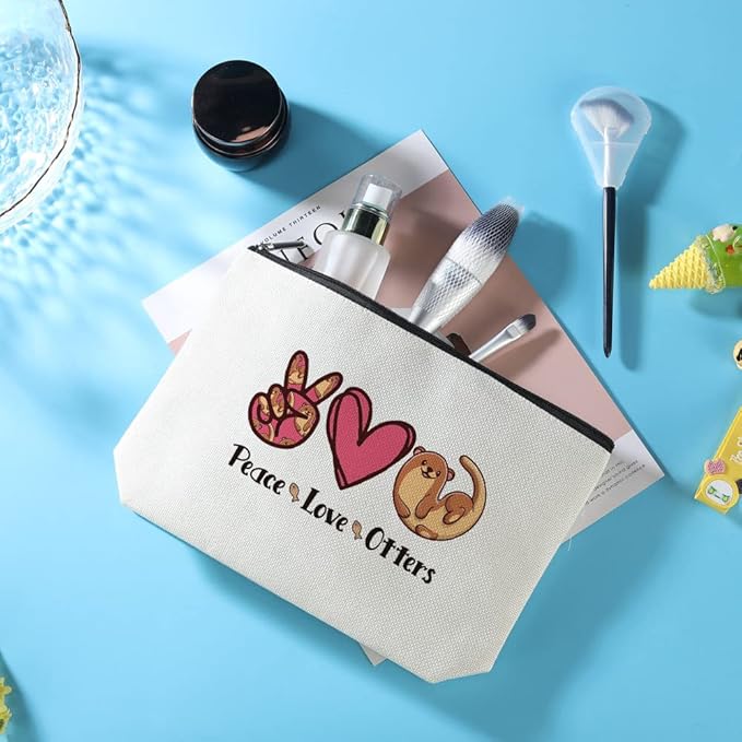 Azteoiz Otter Gifts Stuff Makeup Bag Otter Animal Lovers Gifts for Women, Graduation Friendship Birthday Gift for Girls Friends Daughter Sister Cosmetic Bag Zipper Pouch