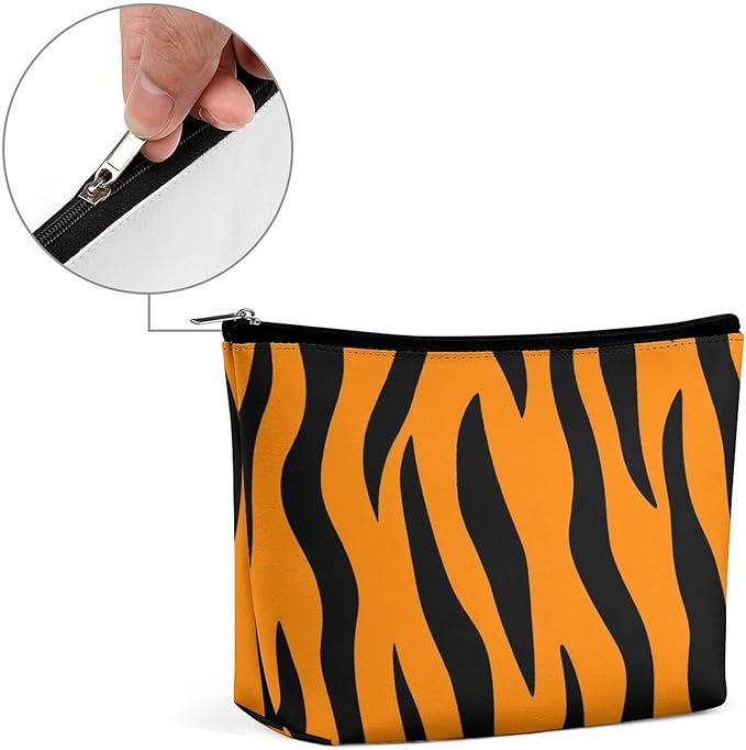Personality Fashion Zipper Cosmetic Case, Portable Makeup Case, Toiletry Bag, Tiger Stripes Animal Print Travel Cosmetic Toiletry Bag