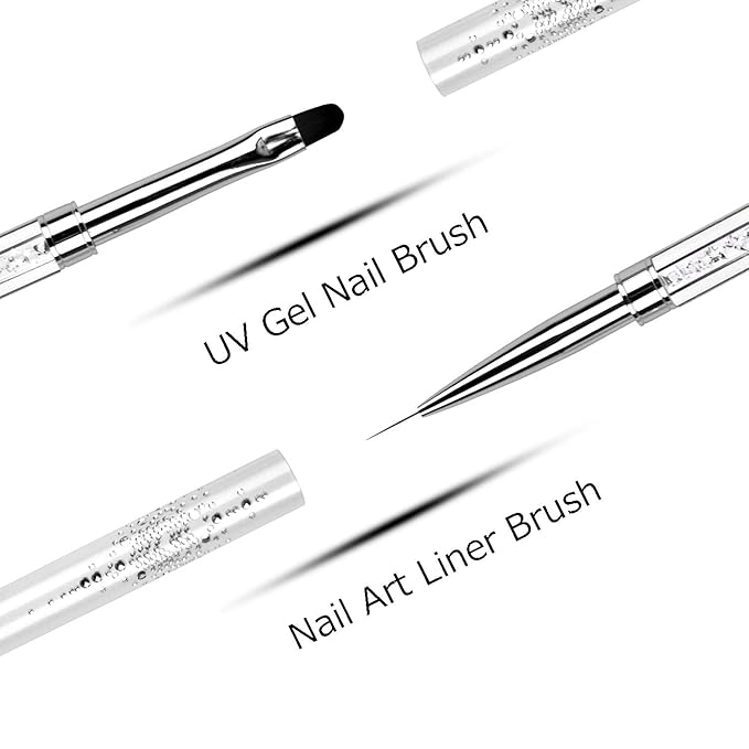 1Pcs Dual-ended Nail Design Brush Rhinestone Handle UV Gel Nail Brush Professional Nail Art Tools