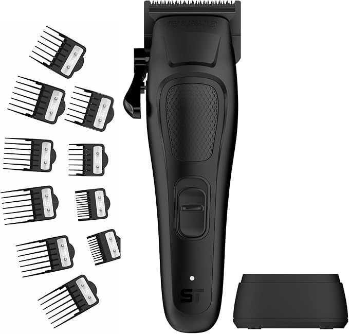 Supreme Trimmer Darkstar 82 Metal Body Clipper w. Magnetic Vector Motor | 180 Min Run Time, 9100 RPM Hair Clipper | Low Noise Professional Barber Clipper DLC Tade Blade | STC82