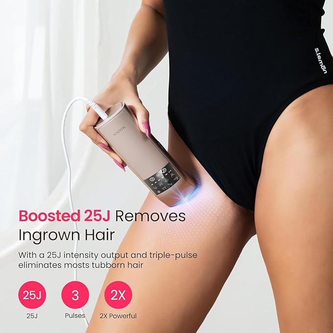 IPL Laser Hair Removal for Women and Men, 25J Triple-Pulse Permanent Hair Removal Device for Ingrown & Coarse Hair, 37°F Painless Sapphire Ice Cooling Hair Removal for Legs, Facial, Armpits, Bikini