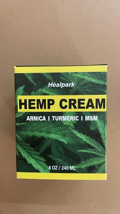 Healpark Hemp Cream 8 fl oz - Arnica,MSM, Turmeric, Emu Oil, Menthol, Aloe