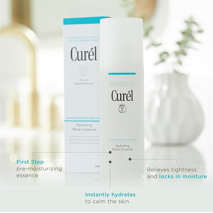 Curel Japanese Skin Care Hydrating Water Essence, Toner for Face, Relieves Tightness, Calms, Facial Moisturizer for Dry, Sensitive Skin, pH Balanced, Fragrance & Alcohol Free, Hydrating Toner, 5 Fl Oz