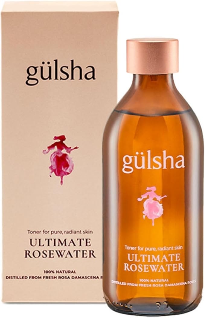 GULSHA ULTIMATE ROSEWATER, Natural Rosa Damascena Flower Water, Cleanses, Nourishes and Tones Skin, Restores Radiance to Your Skin, Free from Chemicals, 100% Natural Glow Rose Essence, 250ml/8.45fl oz