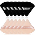 BLAAROOM 12 Pieces Velour Pure Cotton Powder Puff Face Makeup Triangle Powder Puffs for Loose Powder Wet Dry Cosmetic Foundation Beauty Sponge Makeup Tools -Black & Nude