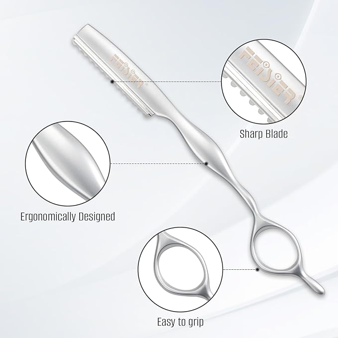 Stainless Steel Hair Thinning Styling Razors for Cutting Hair, Hair Texturizing Cutting Razor for Salon and Home,10 PCS Sharp Blades Included