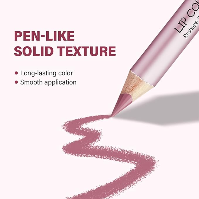 Matte Lip Liner Pencil Set,4 Colors Mini High-Pigmented Long Lasting Waterproof Cream Smooth Texture Lip Color Mini Combo Set Makeup (Sharpener Not Included)