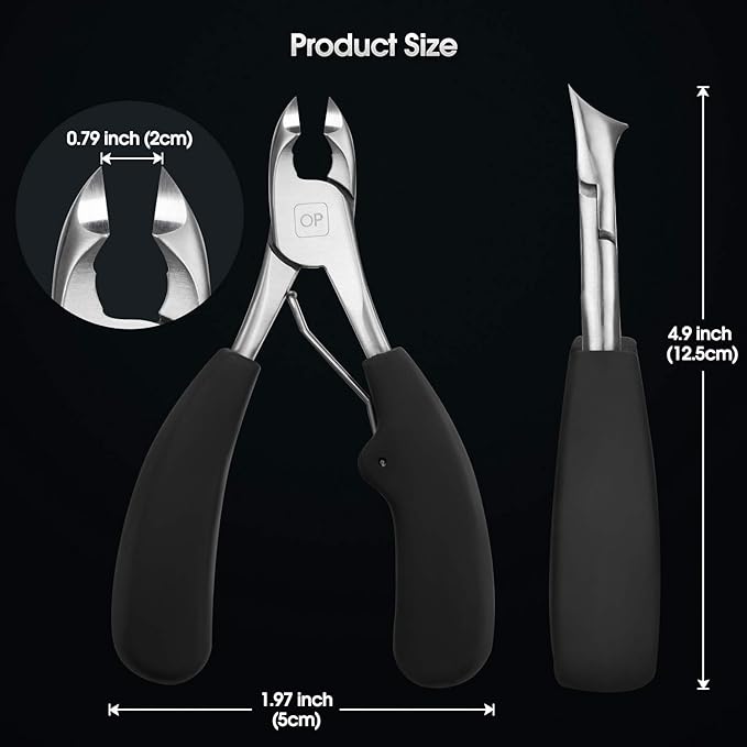 Podiatrist Toenail Clippers Ingrown or Thick Toe Nail Clippers for Men, Toenail Cutters Nipper Precision Diabetic Pedicure Tool Curved Edge, opove X5 (Silver)