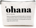 Christmas Thank You Gifts Ohana Definition Inspirational Makeup Bag Hawaii Cosmetic Bag Hawaiian Gifts Hawaiian souvenirs for Women Female Grandma Mom Sister Friend Wife Travel Toiletry Bag Birthday