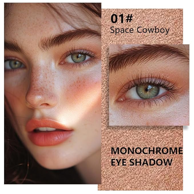evpct Champagne Gold Glitter Eyeshadow Palette Single, Nude Gold Pink Shimmer Sparkle Cream Eye Shadow Palette Brightener Makeup for Older Women, High Pigment Long Lasting Monochrome Mini Eyeshadow