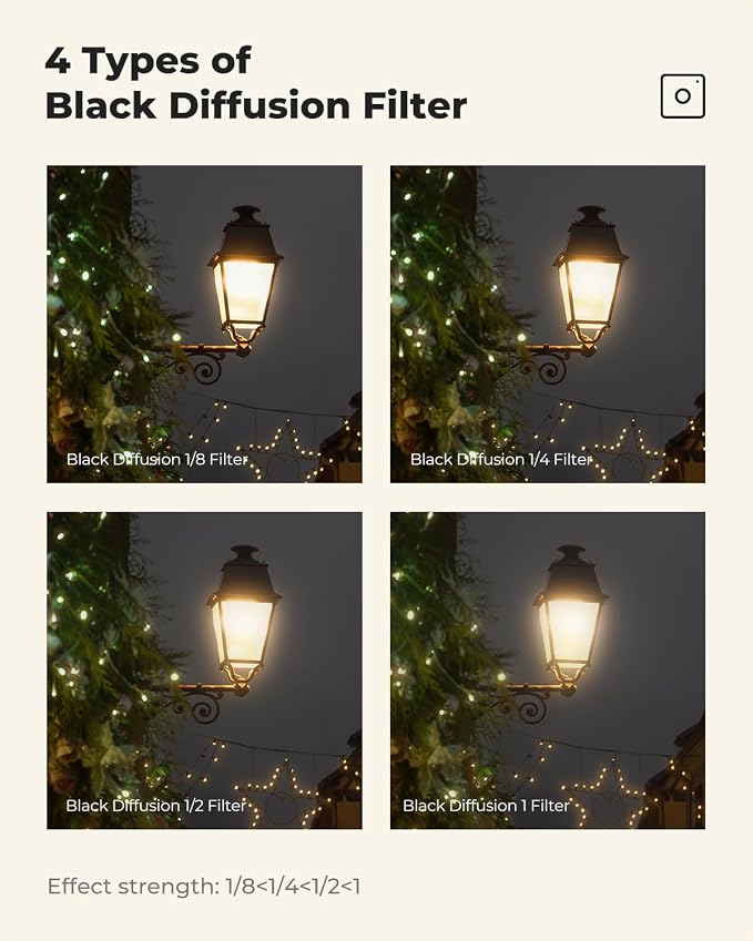 K&F CONCEPT 82mm Black Diffusion 1/2 Filter Mist Cinematic Effect Filter - Image 6