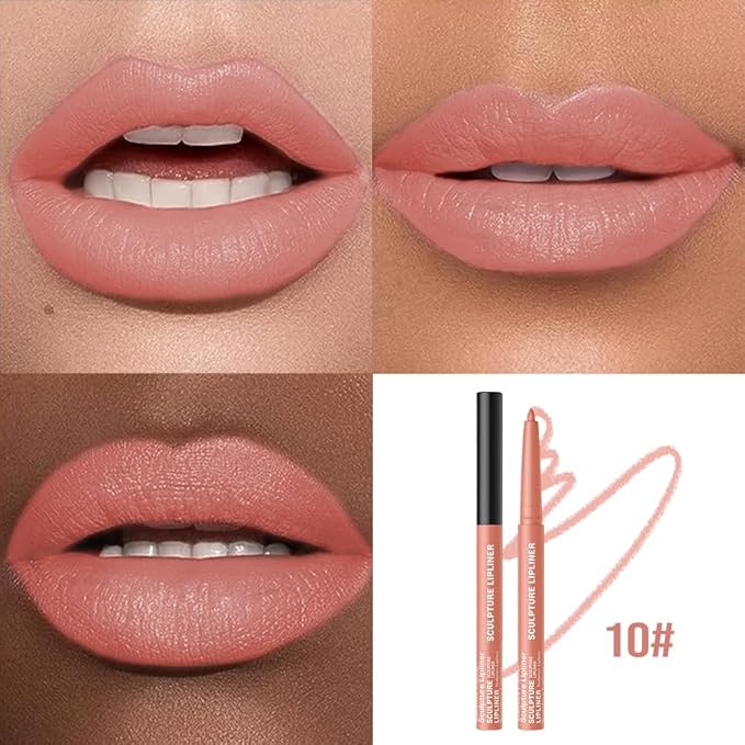12 Colors Matte Lip Liner Pencil – Long Lasting Waterproof Lip Liner, Smudge Proof Transfer Proof Lip Pencil, High Pigment Lip Makeup for Defining & Filling Lips (10#, 1PCS)