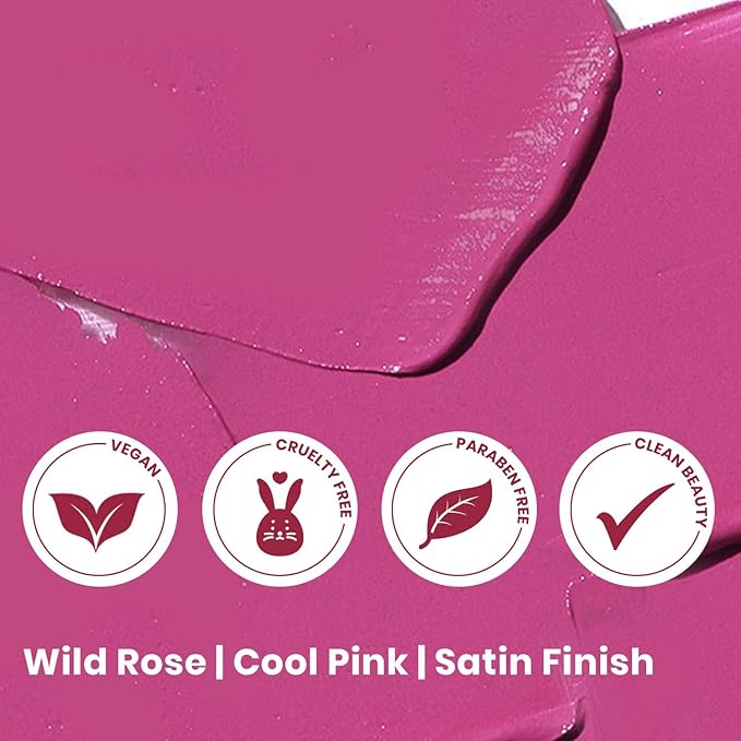 True + Luscious Super Moisture Lipstick – Clean, Vegan and Cruelty Free – Lasting Hydration for Dry Lips with a Satin Finish – Wild Rose
