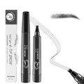 2Pcs Magic Microblading Eyebrow Pencil, 4-Tip Brow Pencil with Micro-Fork Tip, 3D Waterproof Microblading Eyebrow Pen, Eyebrow Tattoo Pen for Natural Makeup (Black)
